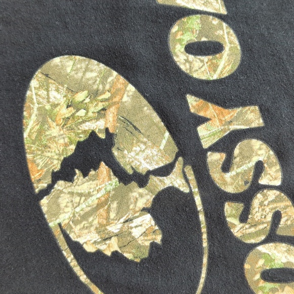 Gildan DryBlend Mossy Oak Camouflage Outdoor LS Crewneck T-Shirt L Black Camo - Picture 8 of 8